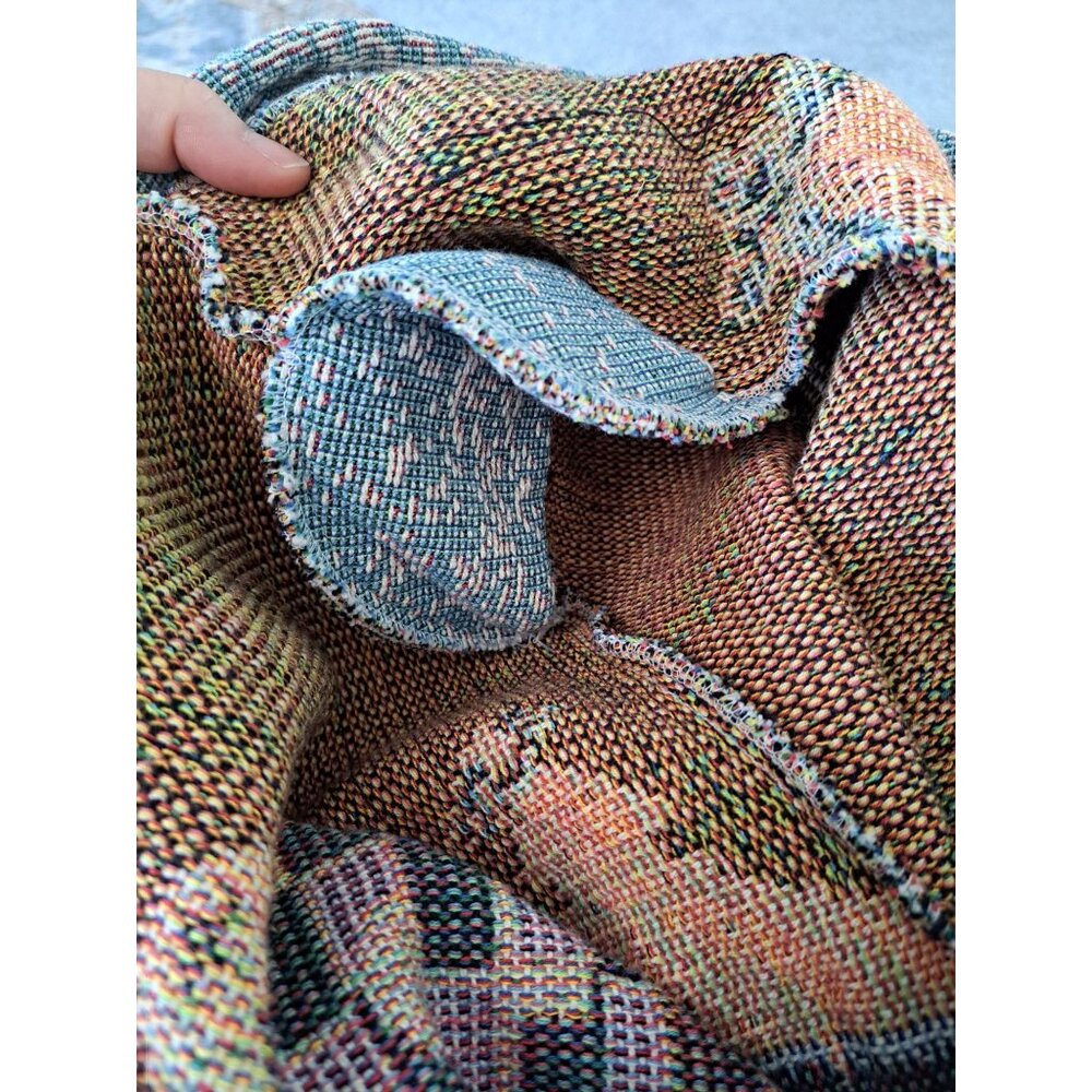 Vtg Birdhouse Tapestry Knit Cardigan Jacket Women's XL Sugar Street Artsy Whimsy - Picture 10 of 12